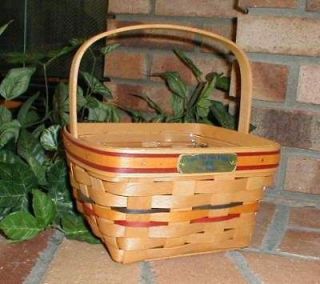 LONGABERGER GENUINE 1996 BEE BASKET WITH PLASTIC PROTECTOR LARGE BERRY 