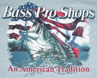 Bass Pro Shops An American Tradition Gray Fish Fishing T Shirt Mens S 
