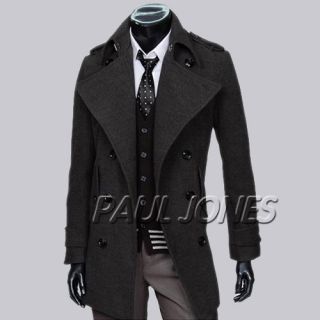 Mens Double breasted Overcoat Jacket Slim Designed Trench Coat,Xmas 