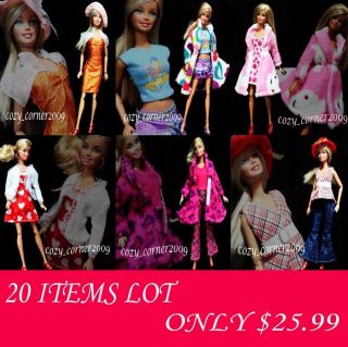   VALUE 20 ITEMS LOT Fur Coat/ Clothes/Dress Shoes For Barbie Dolls