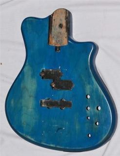 Electric Bass Guitar Body Blue Woodgrain Unknown Maker