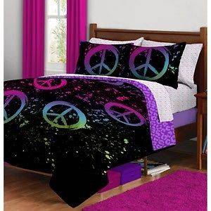   SIZE PEACE PAINT PEACE SIGN BED IN A BAG SET NICE TEEN ROOM MAKE OVER