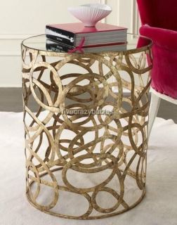  Mirror Top IRON SWIRL Scroll Accent Table Gold 
