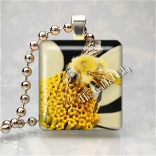 HONEY BEE BEEKEEPER APIARY Scrabble Tile Altered Art Pendant Jewelry 