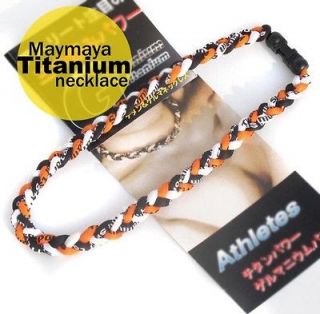 New Ionic Titanium Baseball Sports Tornado Necklace Orange White Black