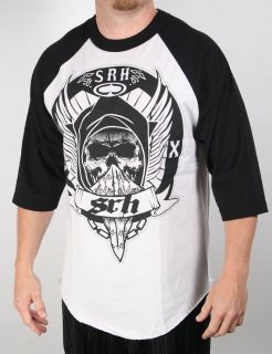 SRH Clothing DEATH SQUAD Mens Black Tee 3/4 Sleeve Cotton Graphic T 
