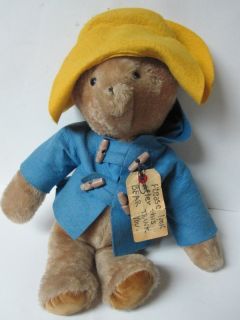 Vintage Paddington Bear 19 Plush Teddy Yellow Hat Blue Coat Toy Eden 