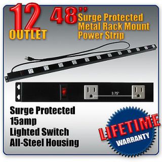   Metal Rack Mount Power Strip Surge Protected Lighted Power Switch