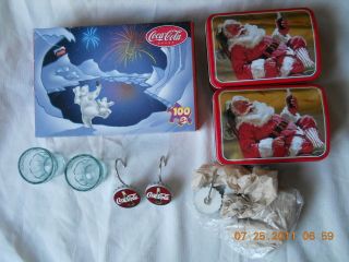   Cola Polar Bear Puzzle Coke Tins Glasses Tray Shower Curtain Hooks