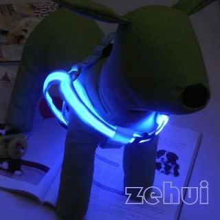 Safety Dog Pet Belt Harness Leash Tether 3 Mode Glow LED Flashing 