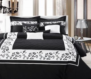 Tiger Black & White 8 Piece King Comforter Bed In A Bag Set NEW