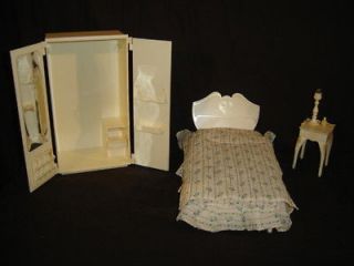   1978 Sindy Doll Furniture BEDROOM Wardrobe, Bed & Nightstand by Marx