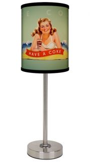 Lamp In A Box Coca Cola Beach Girl Advert Shade Table Lamp w/ Choice 