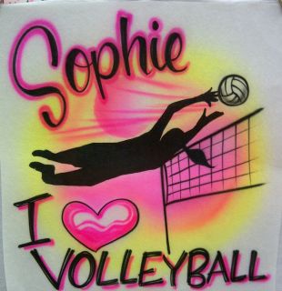 Love Volleyball w/ Name T Shirt sz XS 2 4 S 6 8 M 10 12 L 14 16 