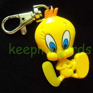 Yellow Tweety Bird Key Chain Ring Clock Pocket Watch & Free Gift Box 