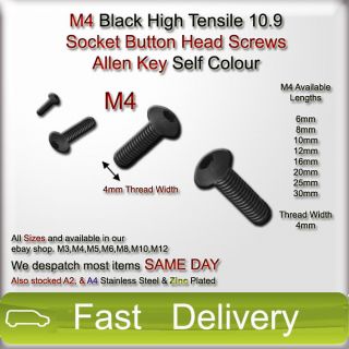   Tensile 10.9 Socket Button Head Screws Allen Key Bolts Self Colour