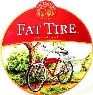 Fat Tire Beer   New Belgium Brewing  Large Round Metal Sign Bike Tin 