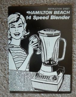 HAMILTON BEACH Blender   Instruction Sheet 1960s   MINT