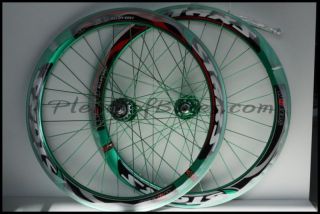   Deep V Fixie Single Speed Bike Wheelset Wheels Rim Rims Green 614108