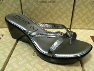 New ITALIAN SHOEMAKERS 4629S2 PEWTER SNAKE Grey Silver Strap Sandal 