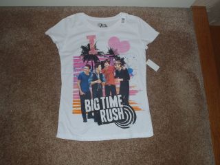 BIG TIME RUSH WHITE T SHIRT NEW WITH TAGS CARLOS KENDALL JAMES LOGIN