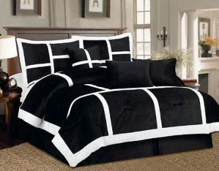 PC Black White Comforter Set Patchwork Queen Size New Bed In a Bag