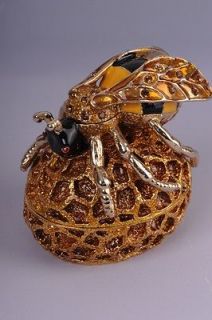   Trinket box with bee by Keren Kopal Swarovski Crystal Jewelry box