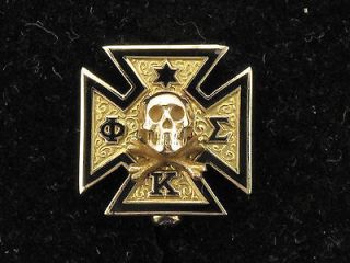   Gold & Black Enamel With Skull & Bones Phi Kappa Sigma Fraternal Pin