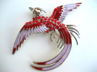  Rhinestone Phoenix Rebirth Life Bird Costume Jewelry Pin Brooch