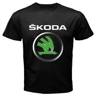 New Cool SKODA AUTO CAR MOTORSPORT Logo Symbol Mens Black T Shirt Size 