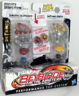 BEYBLADE METAL MASTERS BB80A Gravity Destroyer & B121 Inferno Byxis