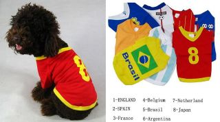 Pet Clothing Wholesale Dog T shirts Soccer football Dog Costume 8 
