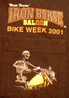 Black Iron Horse Saloon Bike Week 2001 Motorcycle T Shirt Large S