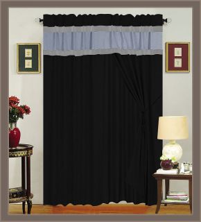  GROMMET SOLID BLACK MICRO SUEDE PANEL VALANCE WINDOW CURTAIN SG19289