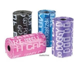 Dog Clean Up Bags Refills Replacement Poop Waste 2 ROLLS Pack Graffiti 