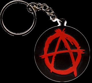 34008 Anarchy Red Black A Circle Key Ring Chain Fob NEW