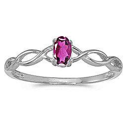 Genuine Oval Pink Topaz Criss Cross Band Ring 10K White or Yellow Gold