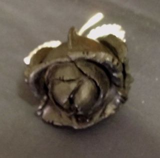 Rare Vinatage Nettie Rosenstein Black Rose Hand Carved Brotch / Pin