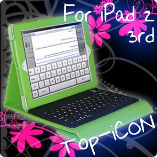   Bluetooth Keyboard With Leather Stand Cover Case For iPad2 iPad 3