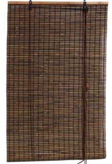   72 x 72 Bamboo Espresso Brown Black Roll Up Window Blinds Shade