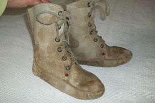 Antique Early 1900s Vintage Wrestling Shoes Thick Leather Sport Boots 