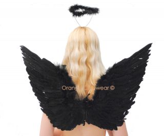 Sexy Dark Angel Accessories Black Halo Wings Halloween Costume Kit