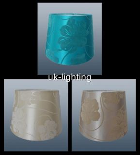   SILK EFFECT AND FLOCK FLOWER SHADE   BLUE, CREAM OR MINK   8 TO 14