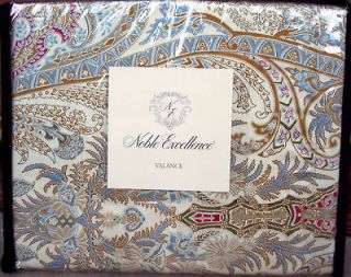   Noble Excellence CALYX Tan Blue Gold Paisley Window Valance NEW $65
