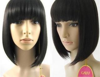 012 New Popular Short Black straight BOB Cosplay Hair Wig