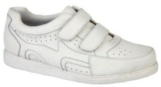 Mens DEK Leather Velcro Bowls Bowling Shoes White Size 6 7 8 9 10 11 