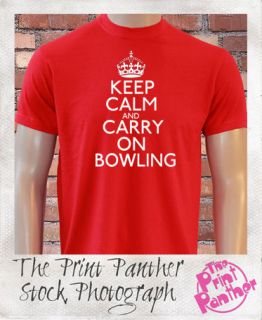 KEEP CALM AND CARRY ON BOWLING TEN PIN LAWN BOWLS T SHIRT KC8
