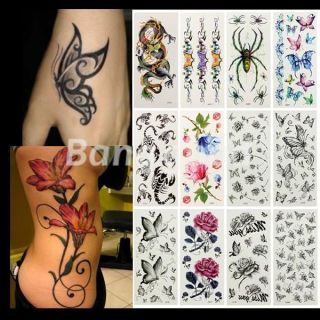 Butterfly Flower Scorpion Dragon Temporary Tattoo Sticker Waterproof 