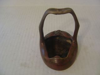 VINTAGE BRONZE BRASS ASHTRAY WITH FACE WIDE MOUTH AND ARMS UP 