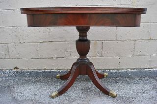   Style Mahogany Game Table with Fluted Legs and Brass Paw Feet Caps